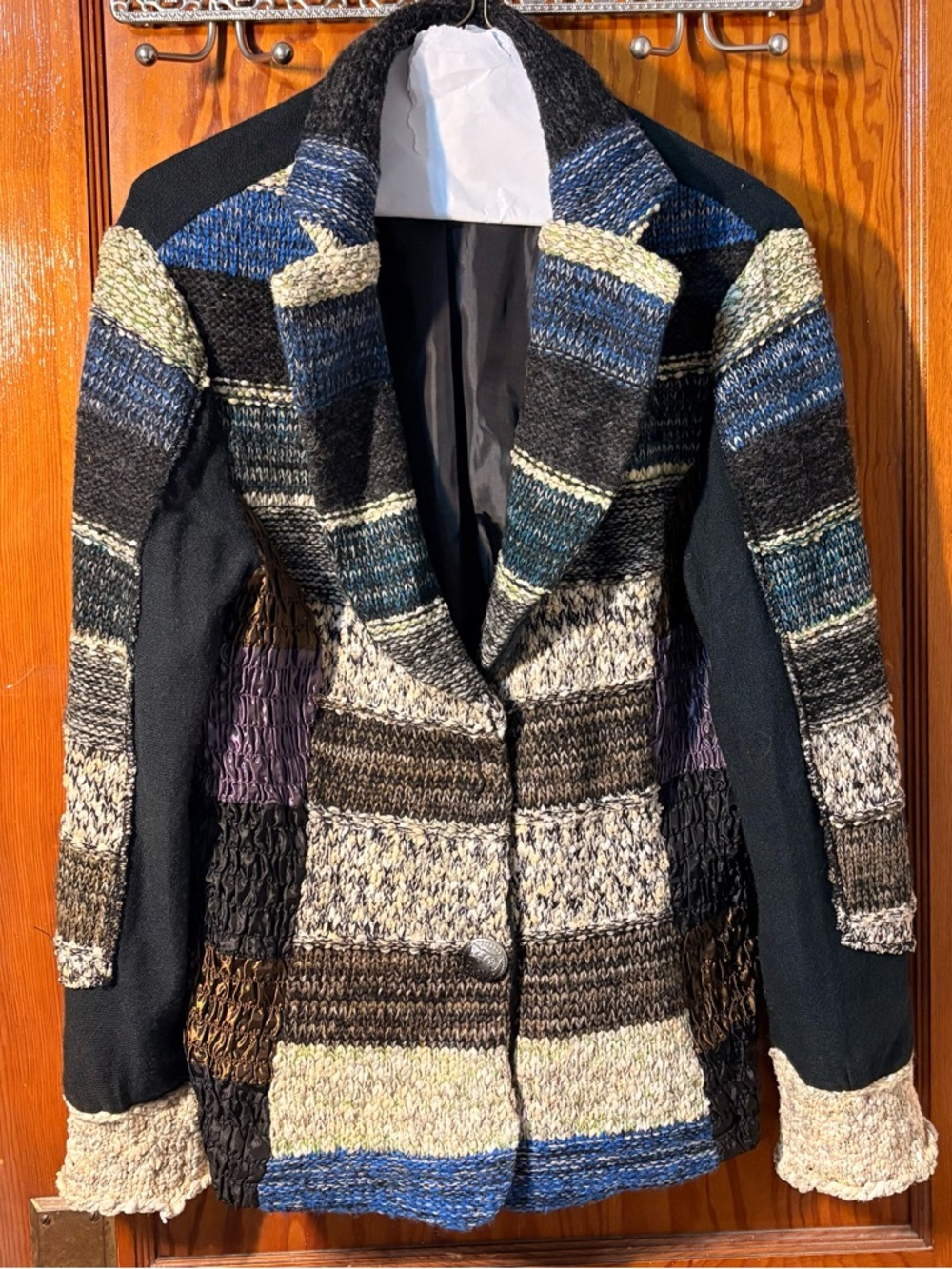 Kaktus‎ Multicolor Striped Knit Patchwork Blazer